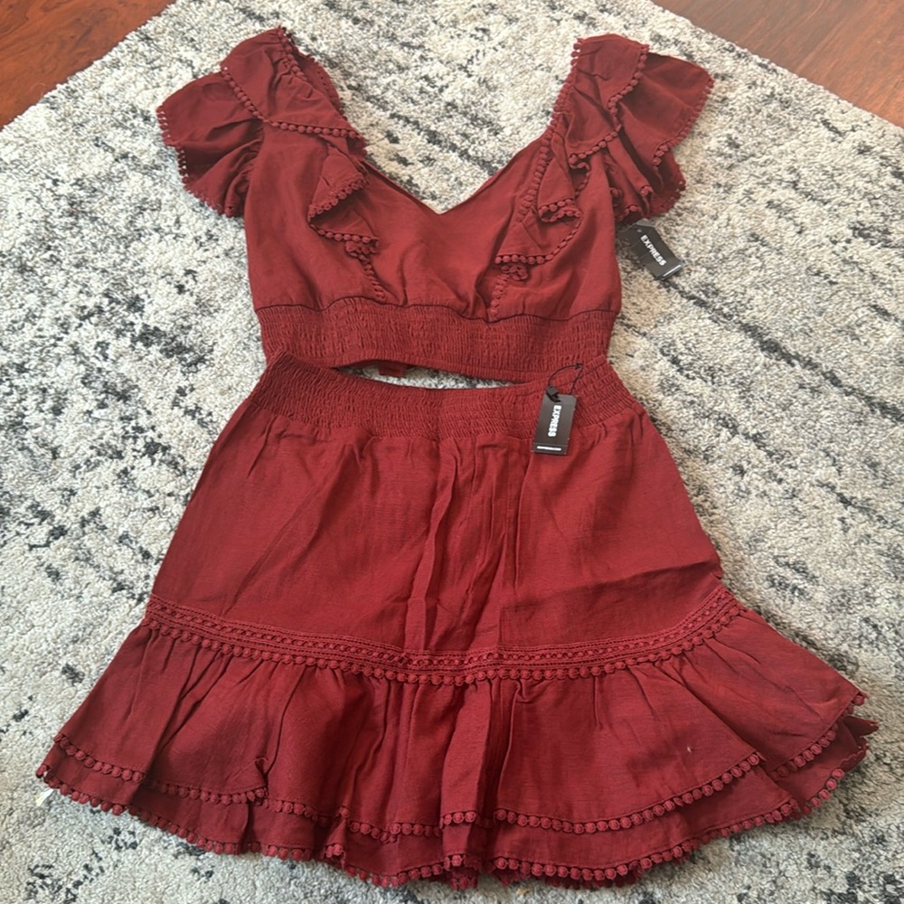 NWT Express Crop Top and Skirt Set